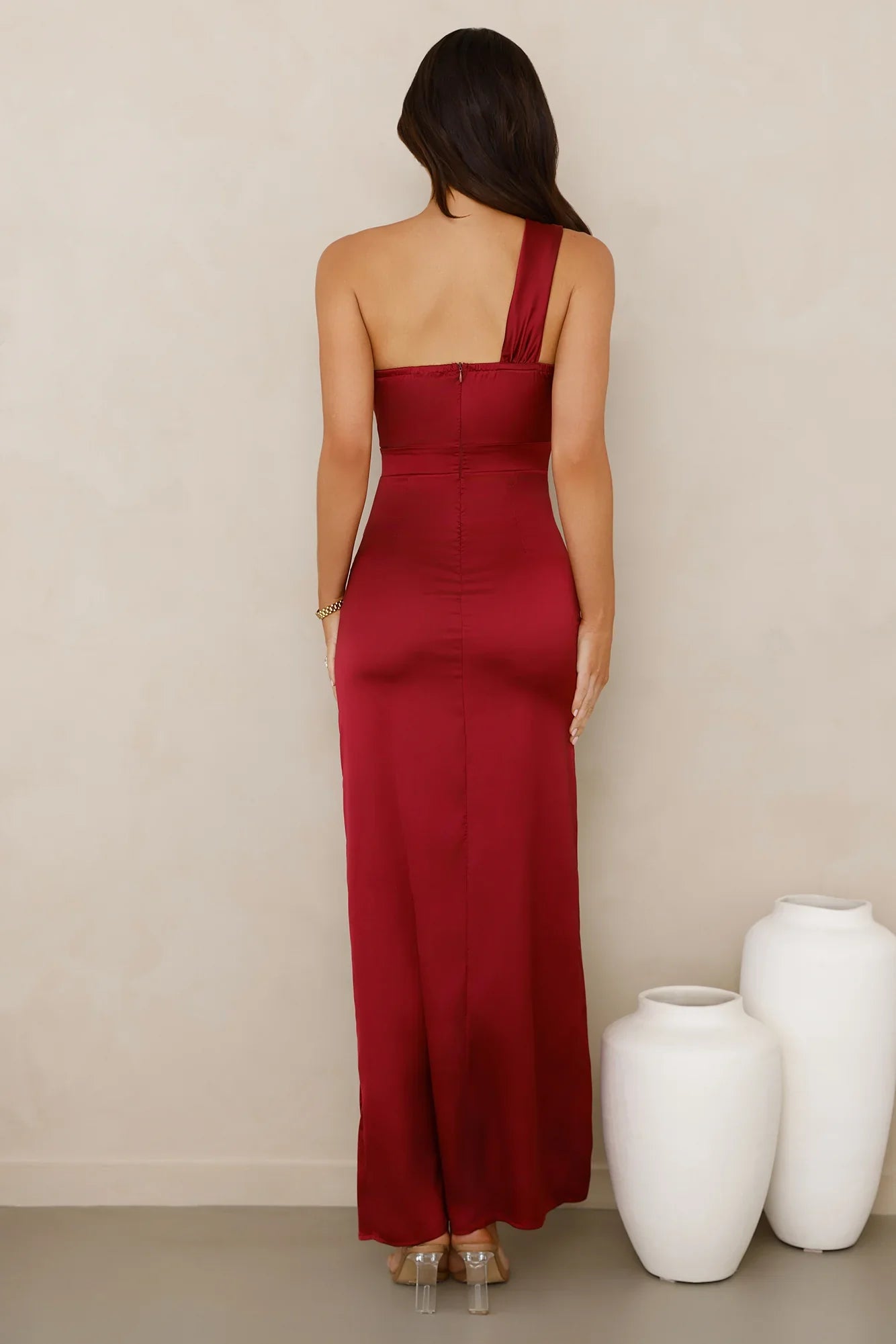 Strong Desire Satin One Shoulder Maxi Dress
