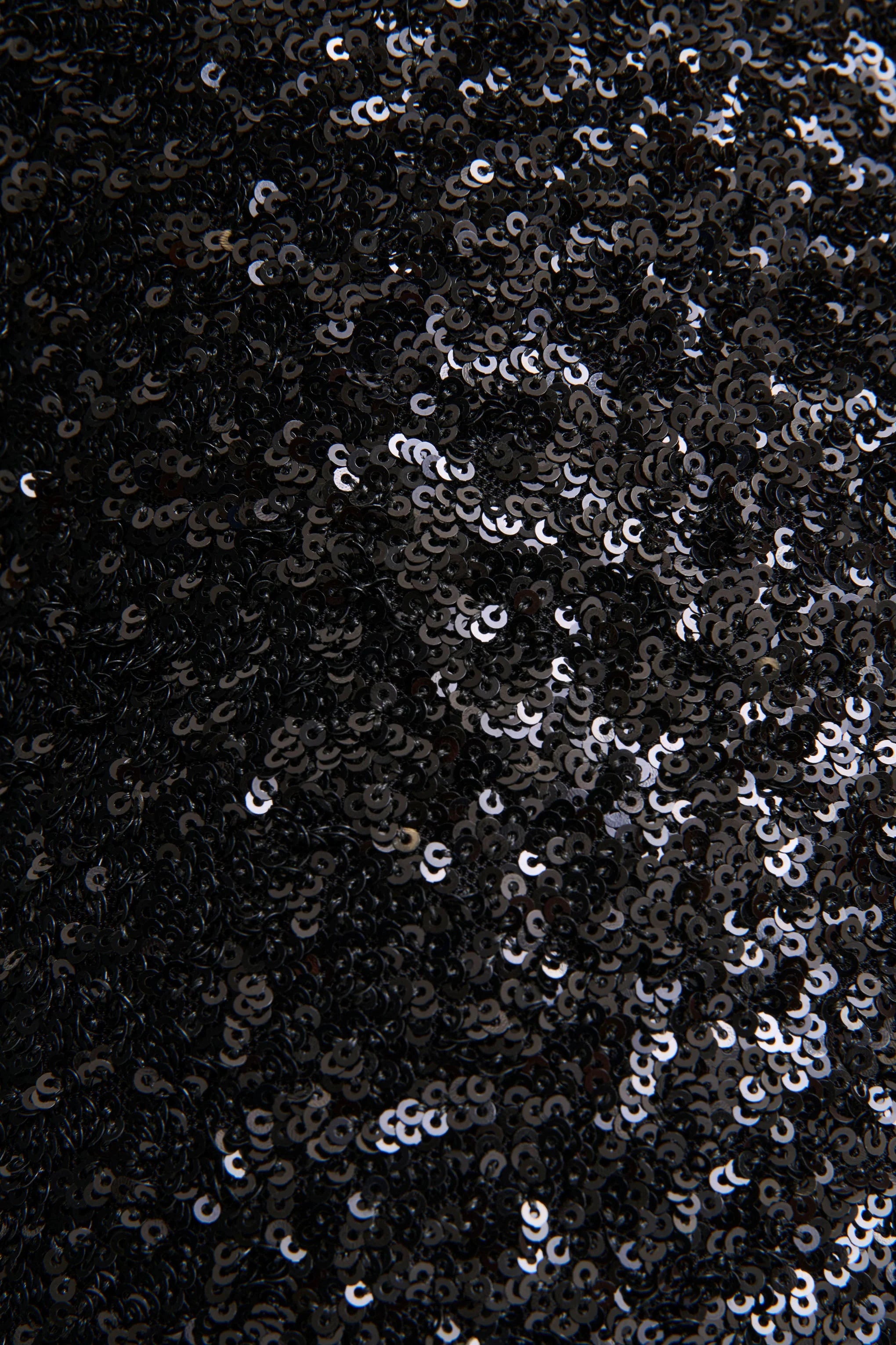 Mery | Black Sequin High-Neck Wrap Maxi Dress With One-Long Sleeve