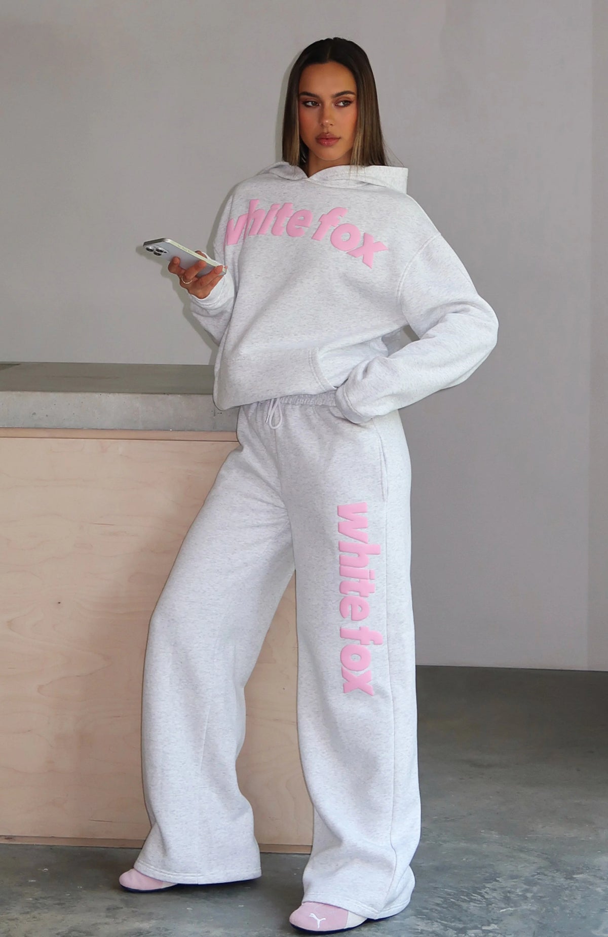 From The Archives Kenzie Wide Leg Sweatpants Grey Marle