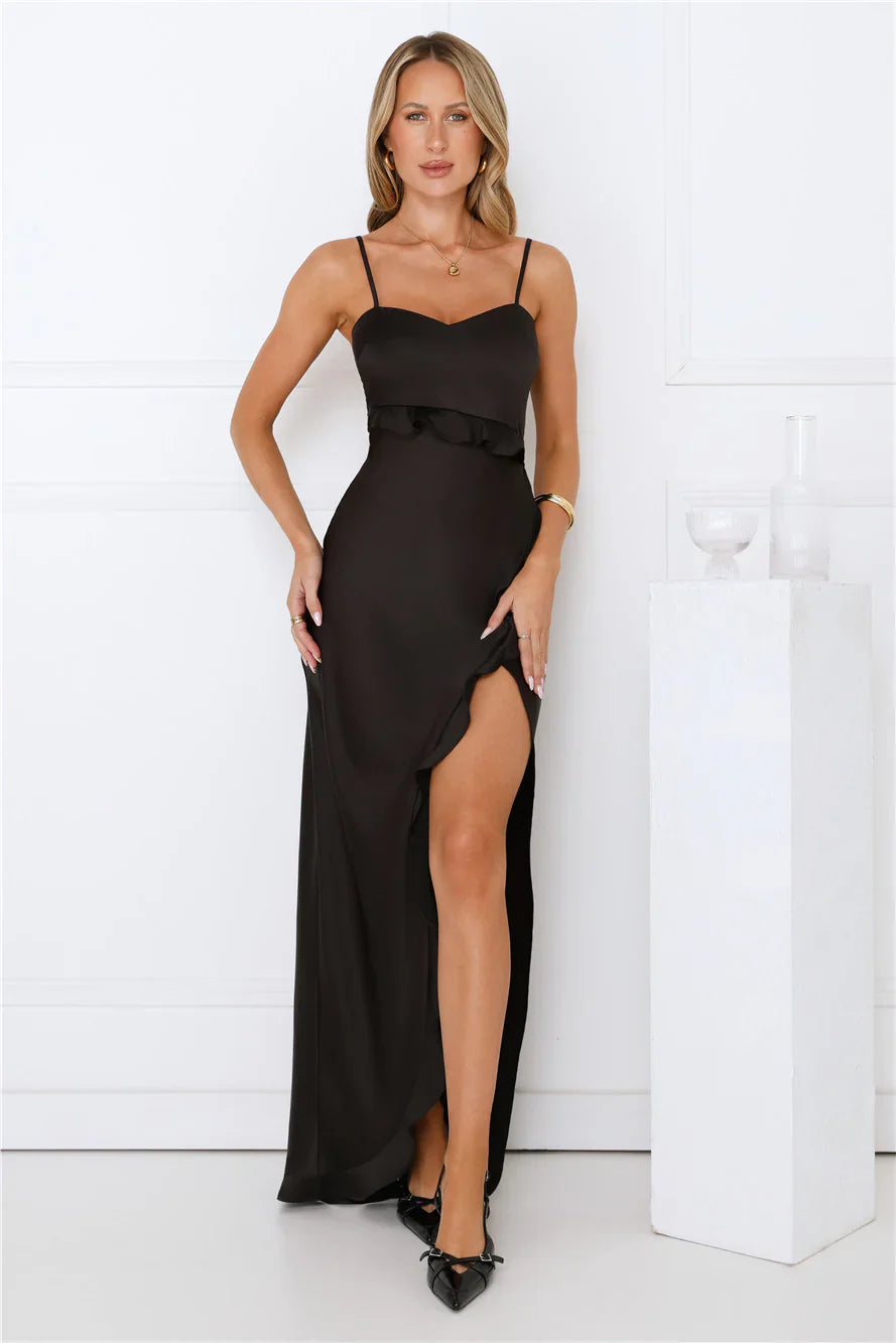 Rosewater Kiss Satin Maxi Dress