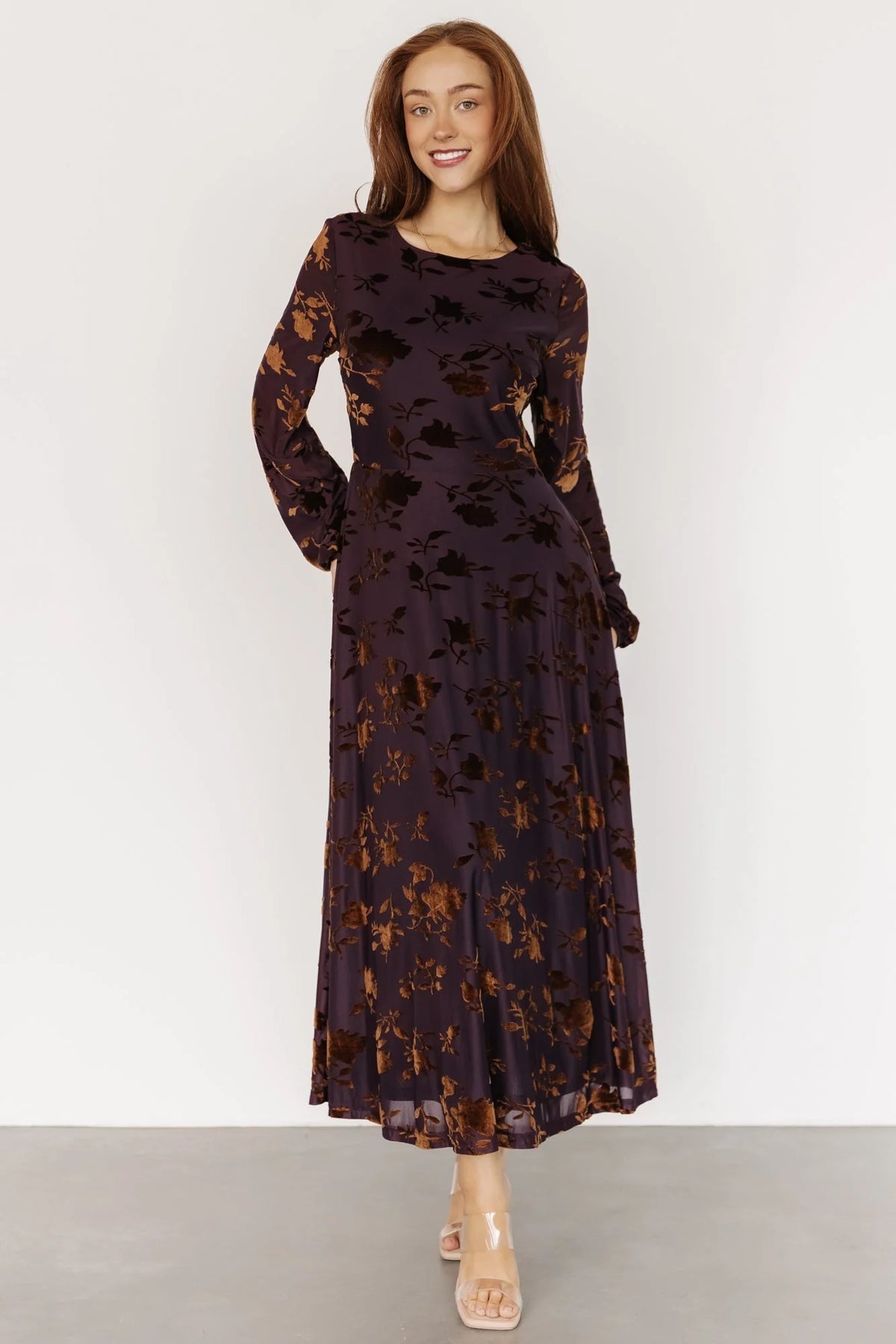 Thora Velvet Dress | Deep Plum + Bronze