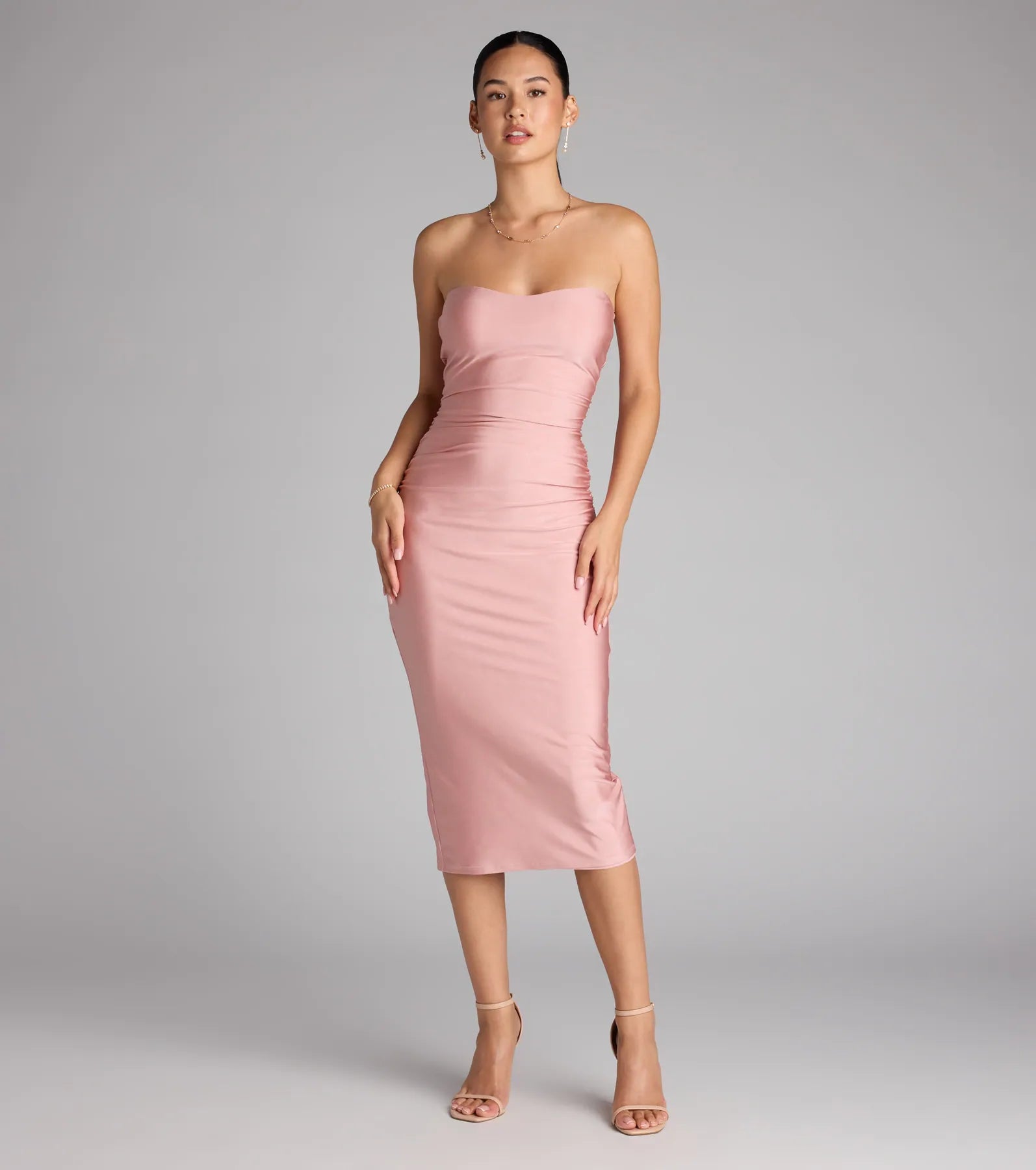 Fabulous Allure Strapless Bodycon Midi Dress