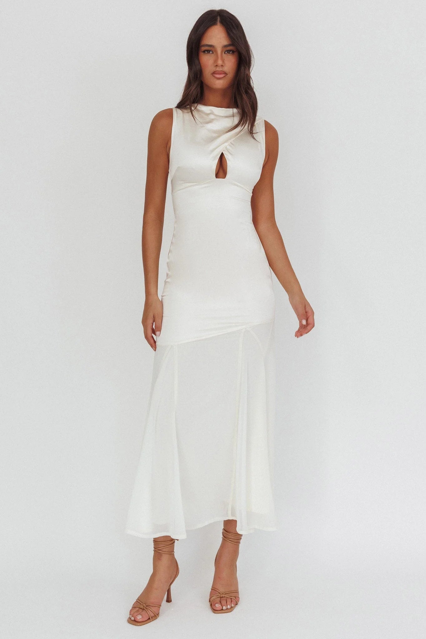 Meliza Keyhole Bust Maxi Dress Oyster