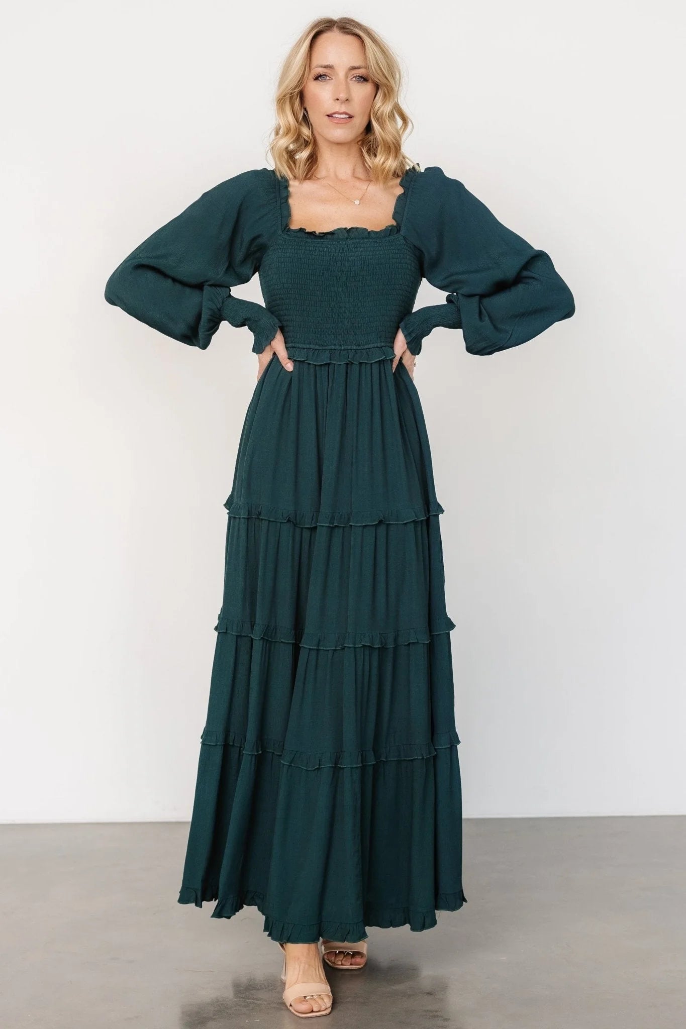Lana Smocked Maxi Dress | Dark Green