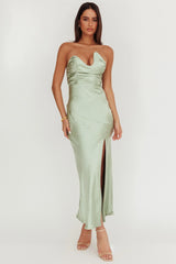 Blaise Asymmetric Neckline Maxi Dress Sage