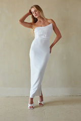 Odessa Asymmetrical Neck Strapless Maxi Dress